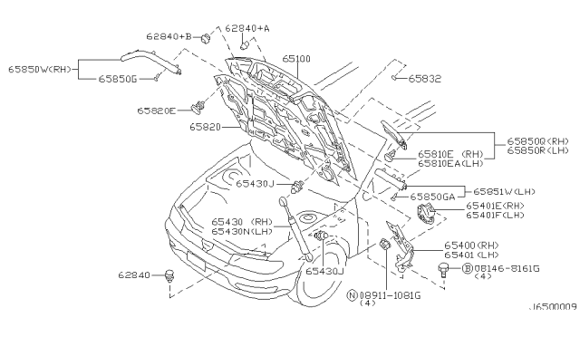 2001 Infiniti I30 Hood Assembly Diagram for F5100-5Y0CM