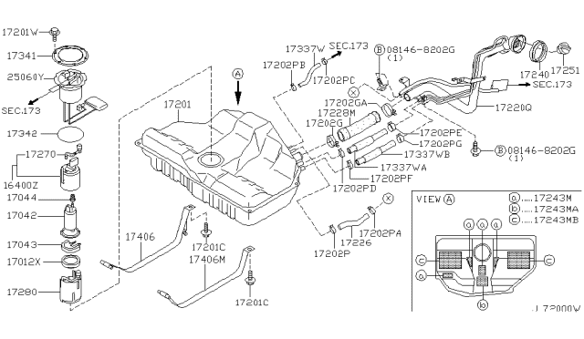 2001 Infiniti I30 Tube Assy-Fuel Tank Outlet Diagram for 17270-2Y910