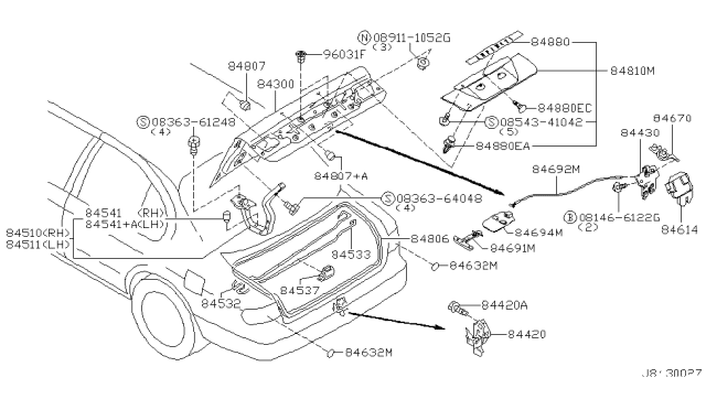 2003 Infiniti I35 Bumper-Trunk Lid Diagram for 84840-0M000