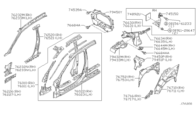 2001 Infiniti I30 Body-Side Outer,RH Diagram for 76022-2Y930