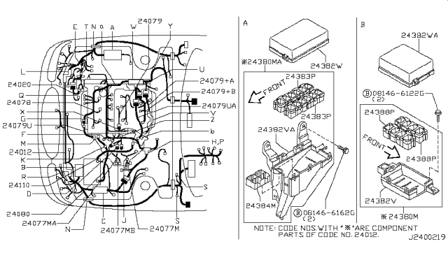 2002 Infiniti I35 Cable Assy-Battery To Starter Motor Diagram for 24110-2Y000