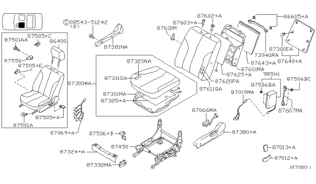 2002 Infiniti I35 Harness-Front Seat Diagram for 87069-2Y110