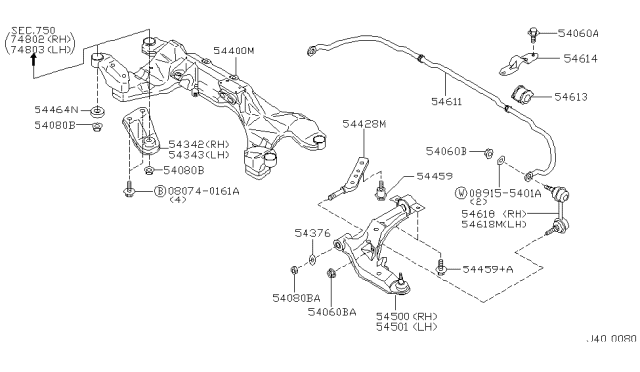 2002 Infiniti I35 Stabilizer-Front Diagram for 54611-2Y900