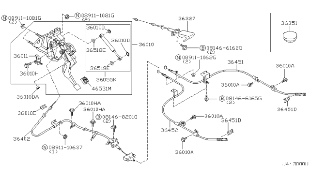 2002 Infiniti I35 Device Assy-Parking Brake Control Diagram for 36010-2Y100