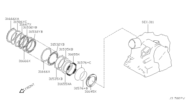 2000 Infiniti I30 Piston-Low & Reverse Brake Diagram for 31645-80X04