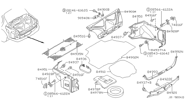 2004 Infiniti I35 Trunk & Luggage Room Trimming Diagram