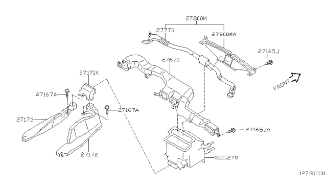 2004 Infiniti I35 Duct-Heater Diagram for 27830-2Y000
