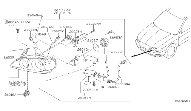 2001 Infiniti I30 ACTUATOR Assembly-Head Lamp Diagram for 26055-3H001