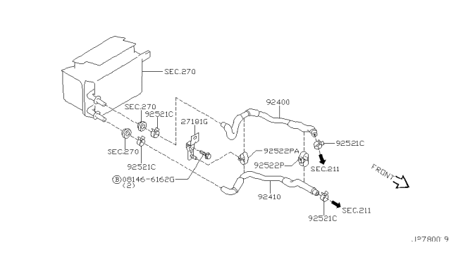 2002 Infiniti I35 Bracket-Hose Clamp Diagram for 92552-2Y910