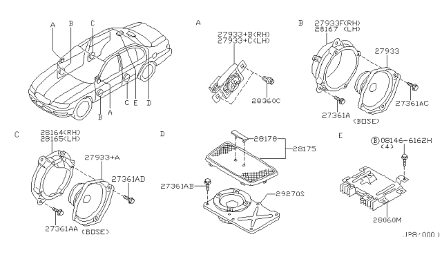 2000 Infiniti I30 Grille SPKR-Rear Diagram for 28174-2Y915