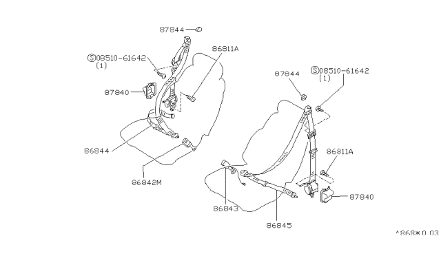 1991 Infiniti M30 Front Seat Belt Diagram