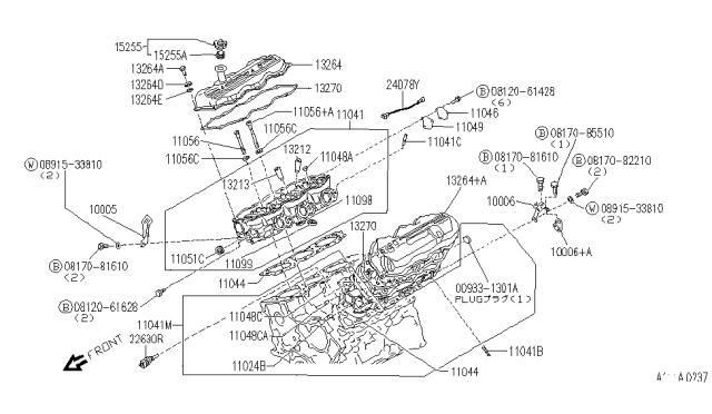 1991 Infiniti M30 Washer Assembly Diagram for 13268-D0102