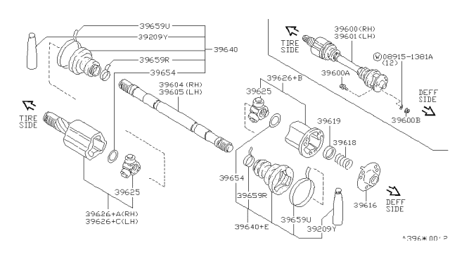 1990 Infiniti M30 Shaft Assy-Rear Drive,LH Diagram for 39601-56S15