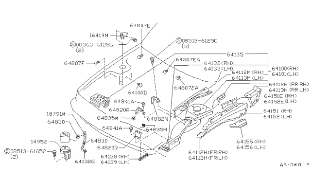 1991 Infiniti M30 Hood Ledge & Fitting Diagram