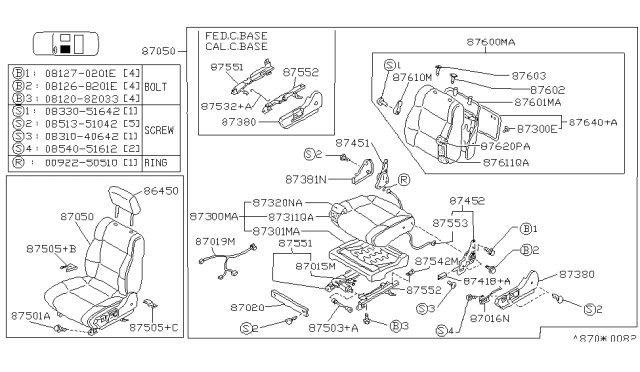1991 Infiniti M30 Front Seat Limit Switch Diagram for 87504-F6610