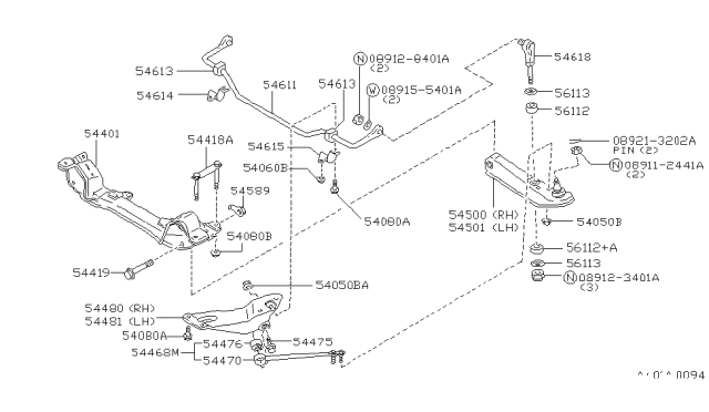 1991 Infiniti M30 Bushing-Stabilizer Diagram for 54613-F6400
