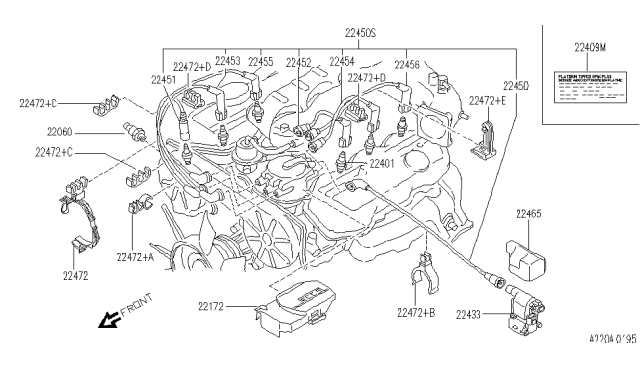 1991 Infiniti M30 Ignition Coil Assembly Diagram for 22448-56E12