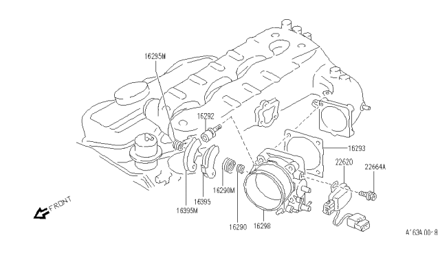 1991 Infiniti M30 Lever-Throttle Diagram for 16134-V5201