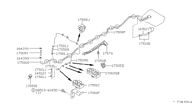 1991 Infiniti M30 Hose-Fuel Diagram for 08740-19036