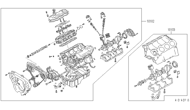 1992 Infiniti M30 Bare & Short Engine Diagram