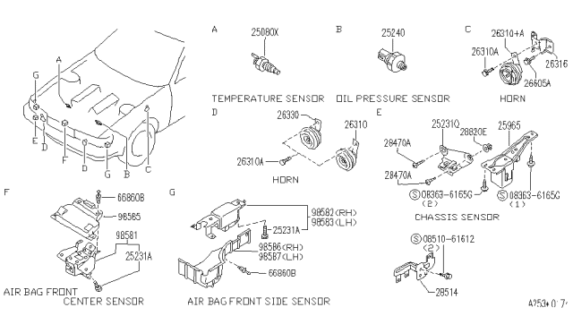 1990 Infiniti M30 Horn Assy-Electric Low Diagram for 25620-F6600