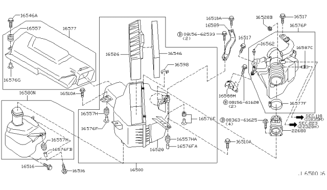 2002 Infiniti Q45 Mass Air Flow Sensor Diagram for 22680-AR001
