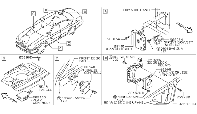 2002 Infiniti Q45 Control Assembly Diagram for 28491-AS522