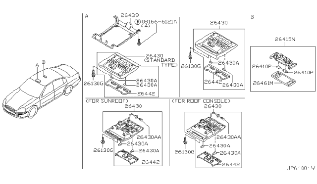 2003 Infiniti Q45 Lamp Assembly-Map Diagram for 26430-AR015