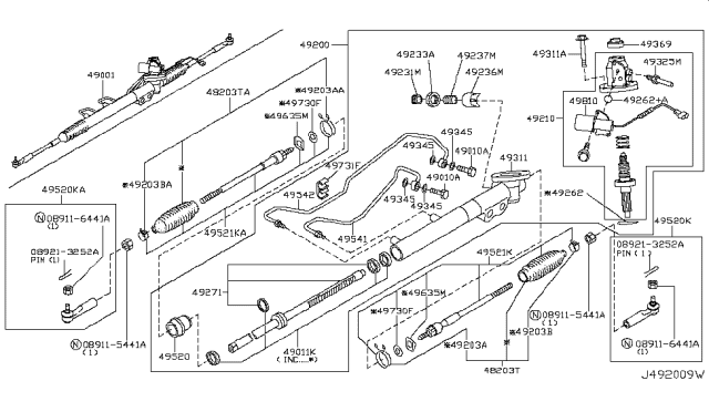 2002 Infiniti Q45 Bolt Rear Housing Diagram for 49366-AA000