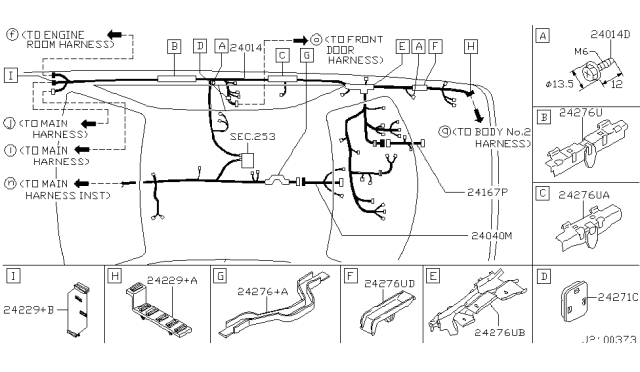 2003 Infiniti Q45 Harness Assembly-Body Diagram for 24014-AS213