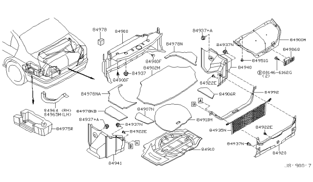 2002 Infiniti Q45 Trunk & Luggage Room Trimming Diagram