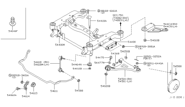 2004 Infiniti Q45 Rod Assy-Connecting,Stabilizer Diagram for 54668-AR001
