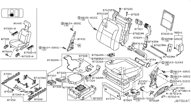 2005 Infiniti Q45 MOTER Assembly-Seat LIFTER Diagram for 87343-AR061