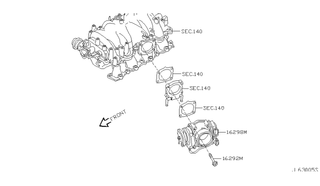 2006 Infiniti Q45 Chamber Assy-Throttle Diagram for 16119-AR00A