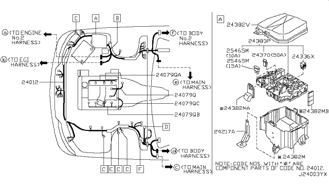 2005 Infiniti Q45 Harness Assy-Engine Room Diagram for 24012-AS210