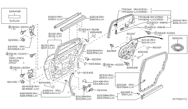 2002 Infiniti Q45 Cover-Hole,Front Door Inside Diagram for 64899-0M000