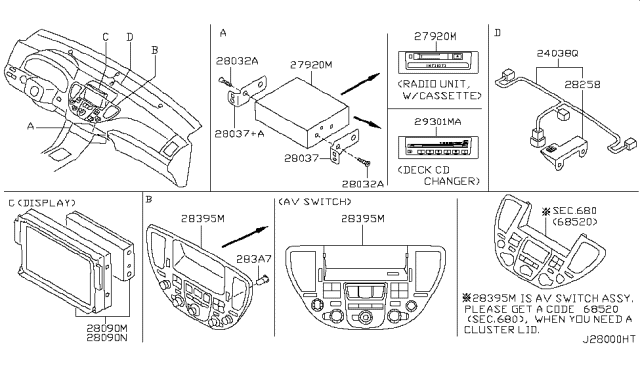 2002 Infiniti Q45 Switch Assembly-Tv Diagram for 28395-AR210
