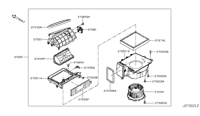 2016 Infiniti Q50 Heater & Blower Unit Diagram 1