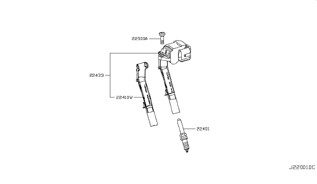 2018 Infiniti Q50 Ignition Coil Assembly Diagram for 22448-2V70A