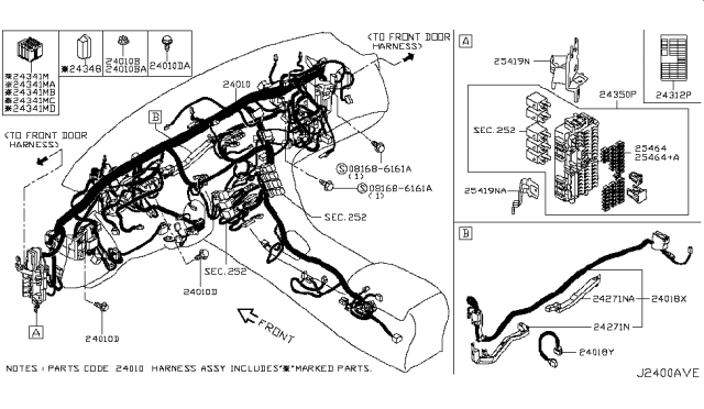 2017 Infiniti Q50 Block Assembly-Junction Diagram for 24350-7991A