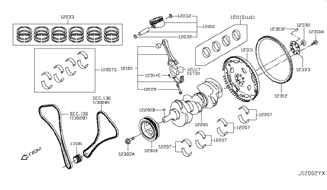 2019 Infiniti Q50 Piston,Crankshaft & Flywheel Diagram 4
