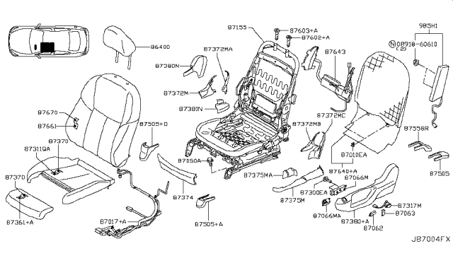 2018 Infiniti Q50 Front Seat Switch Assembly, Left Diagram for 87066-4HB1C