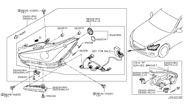 2018 Infiniti Q50 Headlamp Housing Assembly, Right Diagram for 26025-6HH8A
