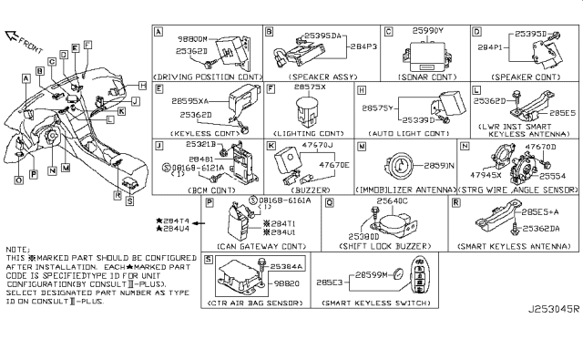 2018 Infiniti Q50 Steering Air Bag Wire Assembly Diagram for B5554-4GA1A