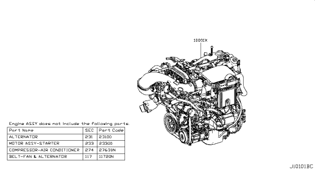 2019 Infiniti Q50 Bare & Short Engine Diagram 1