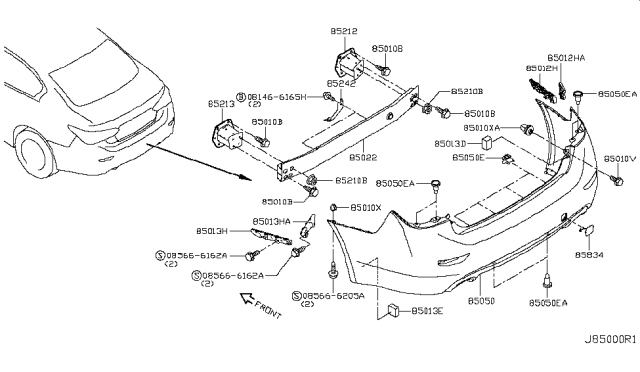 2015 Infiniti Q50 Rear Bumper Diagram