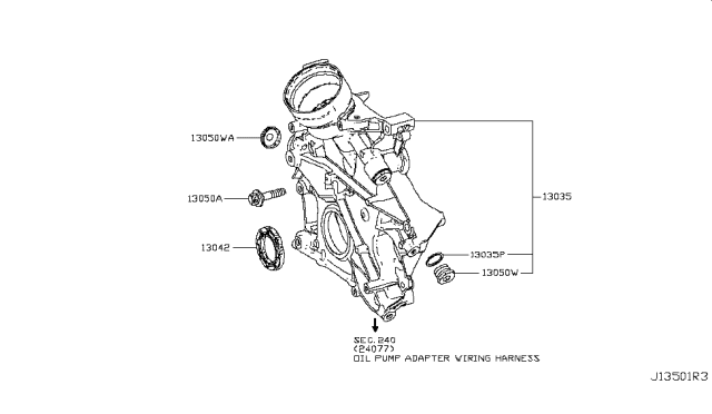 2015 Infiniti Q50 Front Cover,Vacuum Pump & Fitting Diagram 5