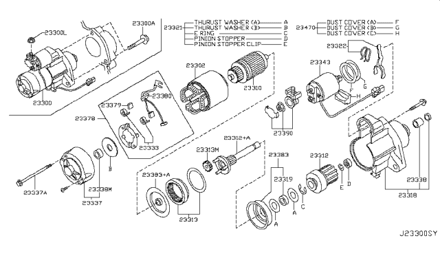 2009 Infiniti FX35 Motor Assy-Starter Diagram for 23300-1CA0A