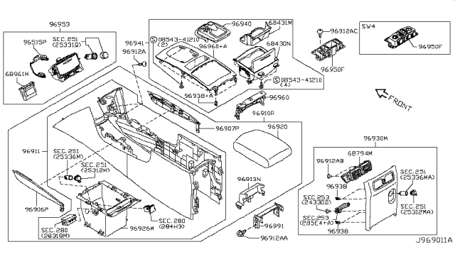 2012 Infiniti FX35 Console Box Diagram 2