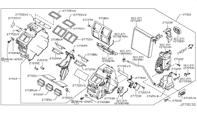 2009 Infiniti FX35 Duct Assembly-Foot Diagram for 27840-JK600